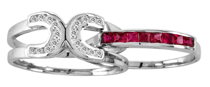 14K White Gold Interchangeable Horseshoes Ring