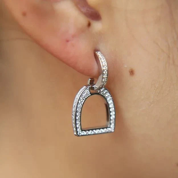 AWST Int'l Clear CZ English Stirrup Earrings - Image 2
