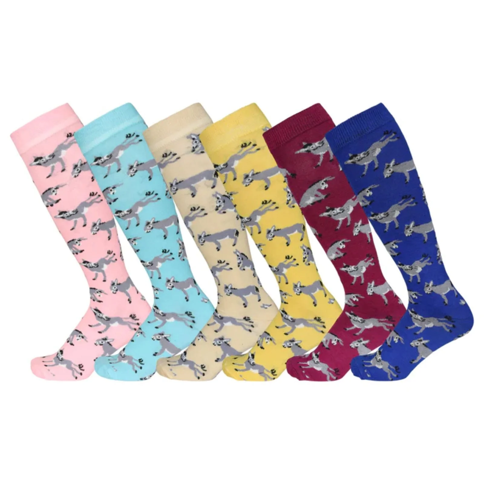 AWST Int'l Ladies Playful Donkeys Knee Socks - 6-pack