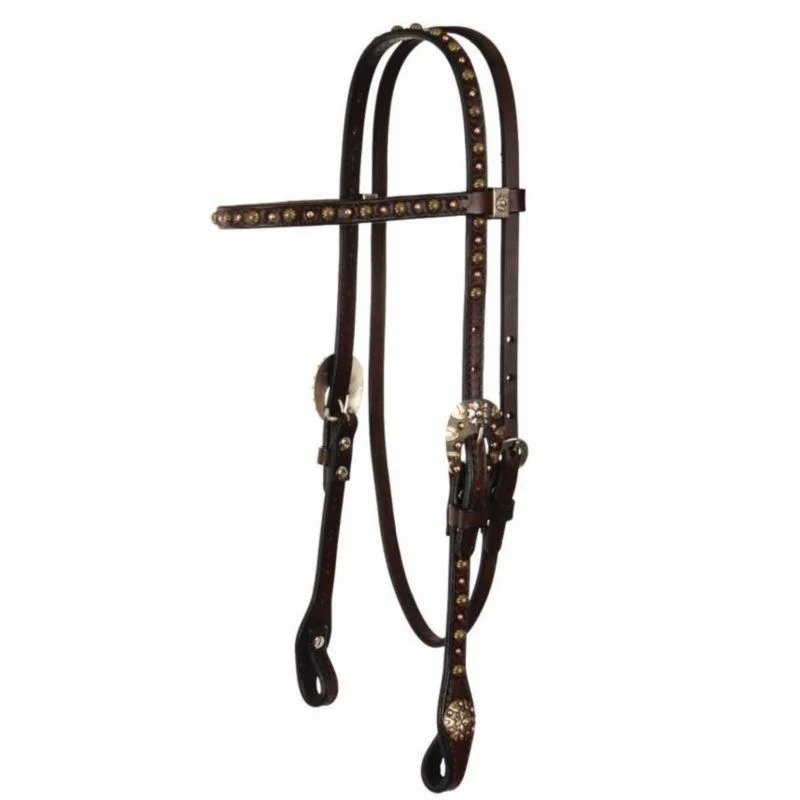 Bridle Leather Browband Headstall With Spots H Brn