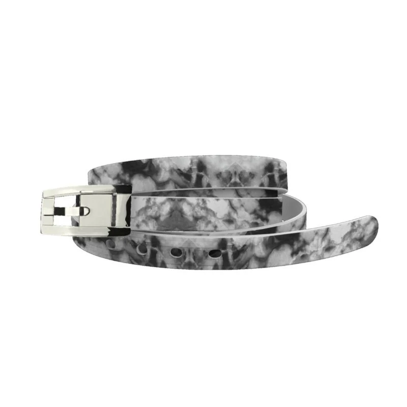 C4 Belt Skinny Marble Black Belt with Silver Chrom