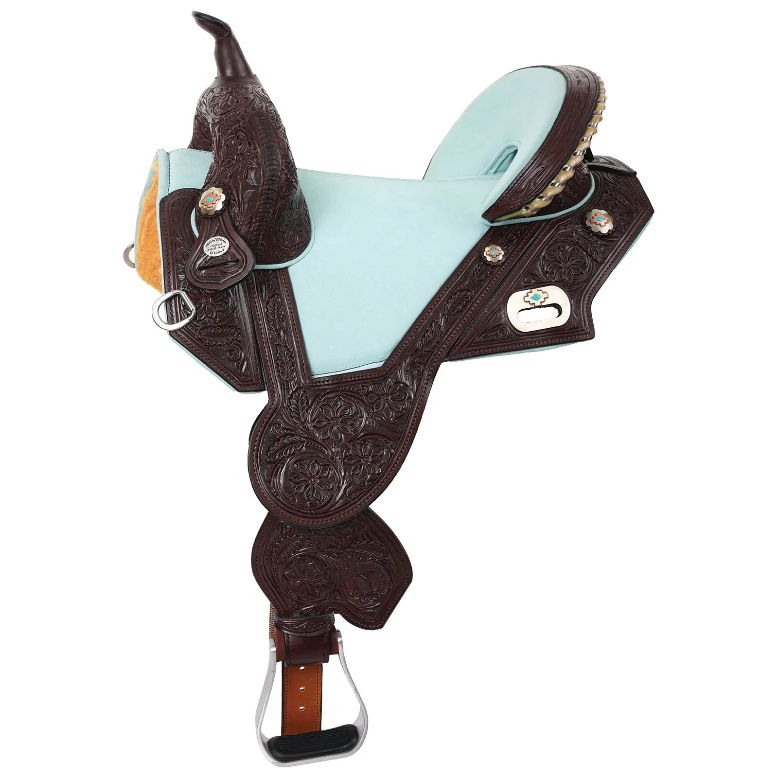 Circle Y Fischer Blue Roan Treeless Barrel Saddle