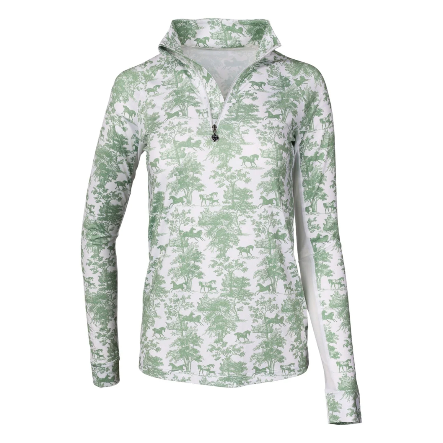 Dapplebay Kids Equestrian Toile 1/4 Zip Long Sleeve Top - Image 2