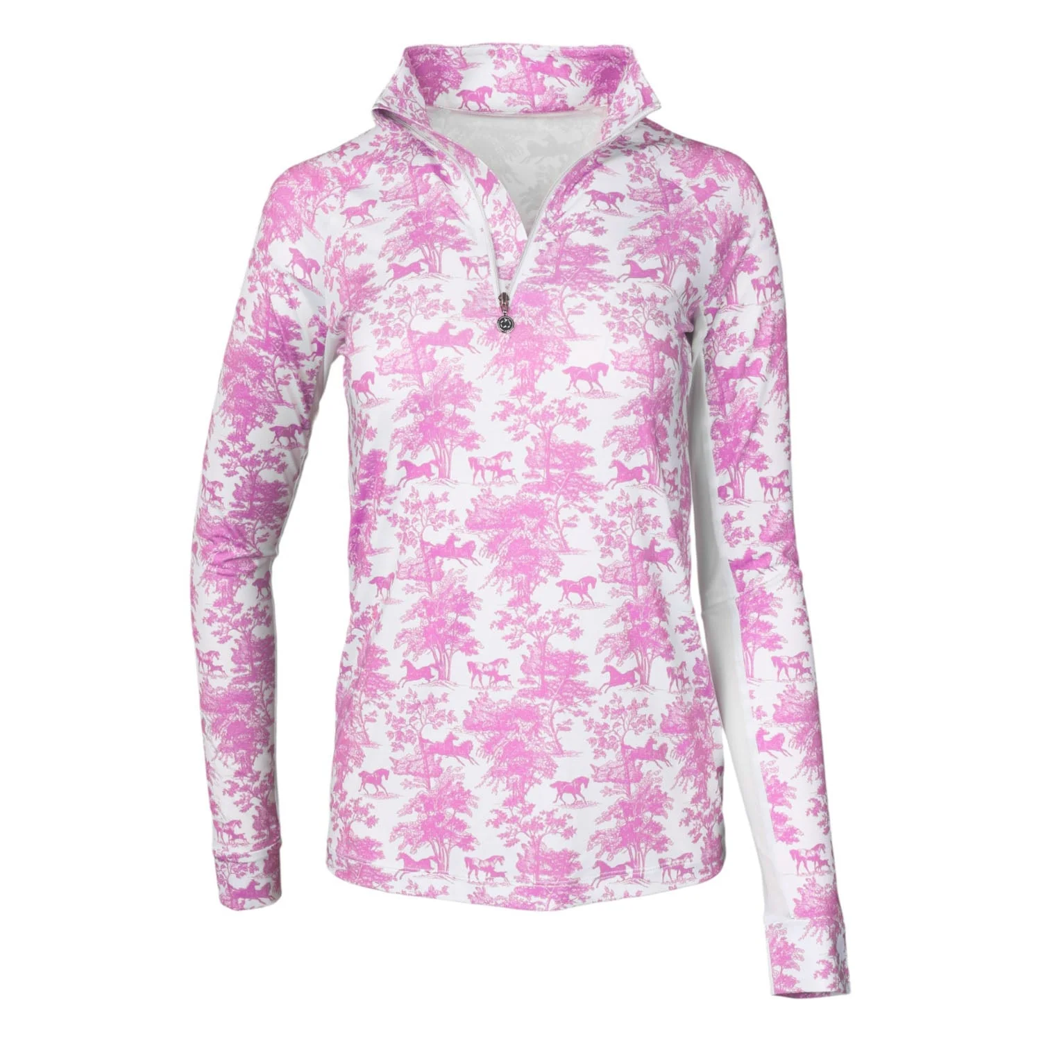 Dapplebay Kids Equestrian Toile 1/4 Zip Long Sleeve Top - Image 3