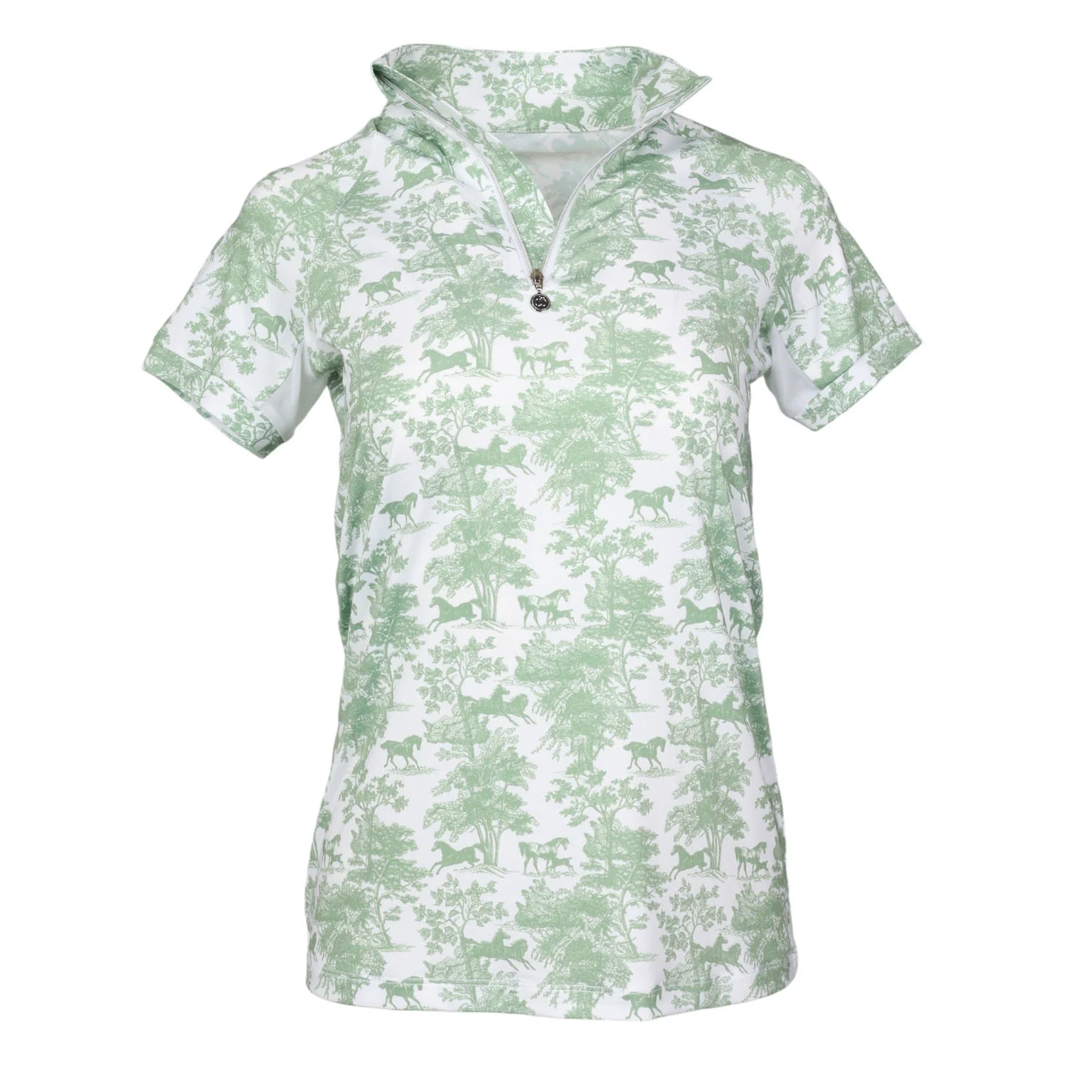 Dapplebay Kids Equestrian Toile 1/4 Zip Short Sleeve Top - Image 2