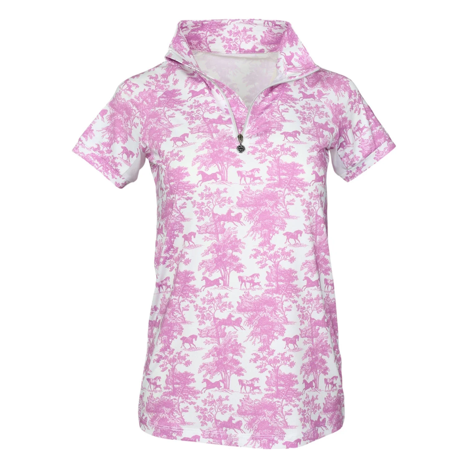 Dapplebay Kids Equestrian Toile 1/4 Zip Short Sleeve Top - Image 3