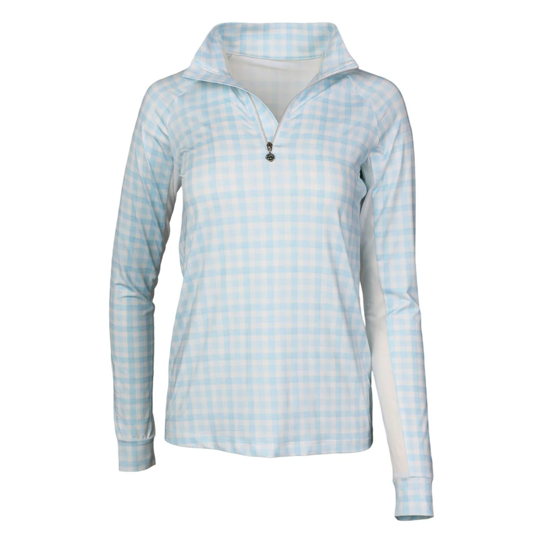 Dapplebay Kids Gingham 1/4 Zip Long Sleeve Riding Top - Image 2