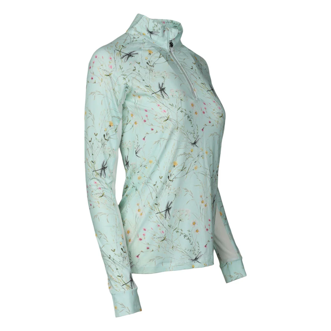 Dapplebay Ladies Dragonfly Meadow 1/4 Zip Long Sleeve Riding Top - Image 3