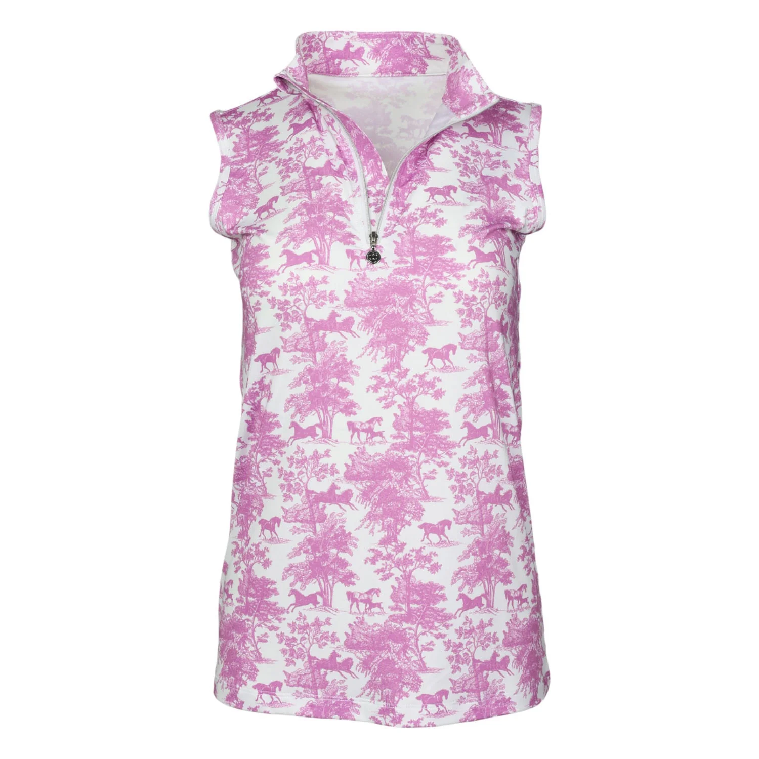 Dapplebay Ladies Equestrian Toile 1/4 Zip Sleeveless Light Riding Top - Image 2