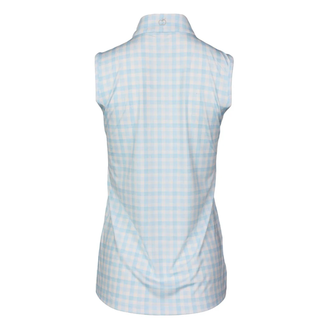 Dapplebay Ladies Gingham 1/4 Zip Sleeveless Riding Top - Image 3