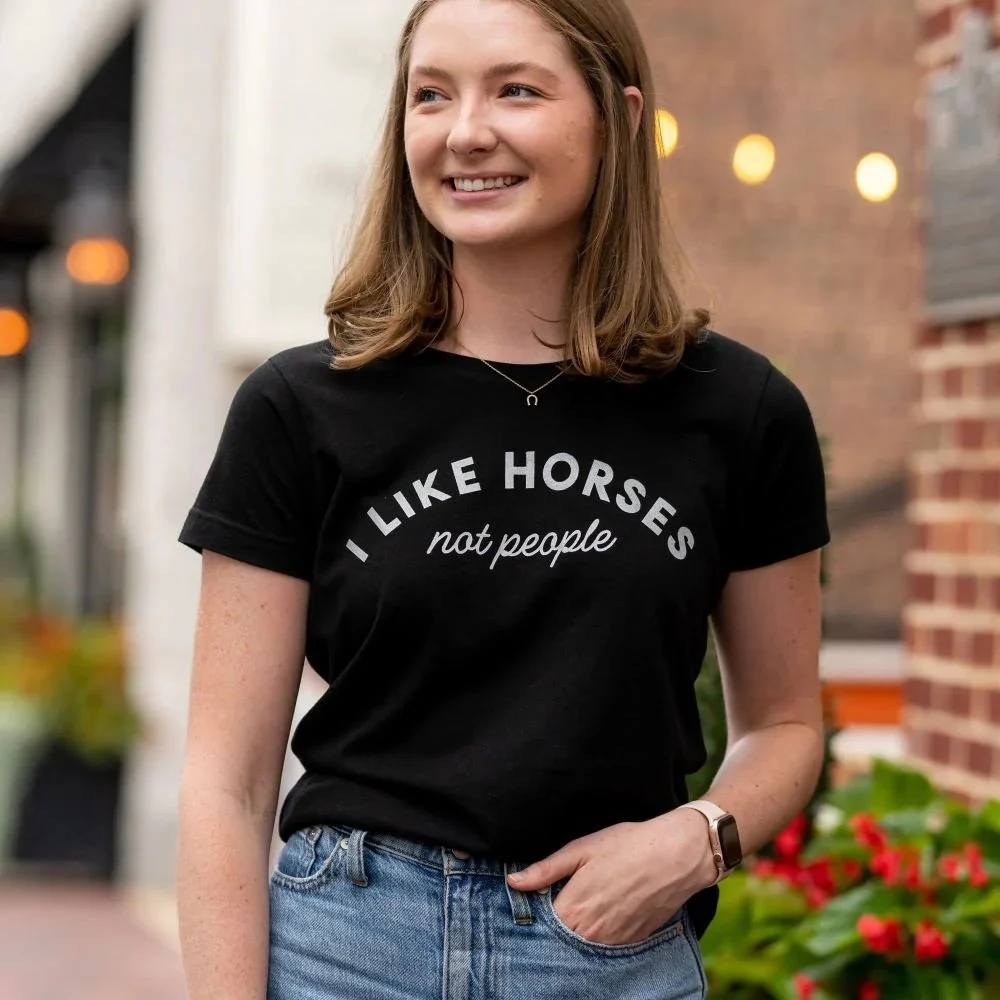 Dapplebay Ladies I Like Horses Not People Tee - Image 2