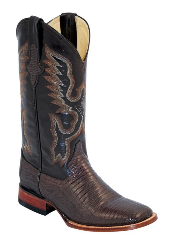 Ferrini Mens Teju Lizard Sq Toe Choc Boots