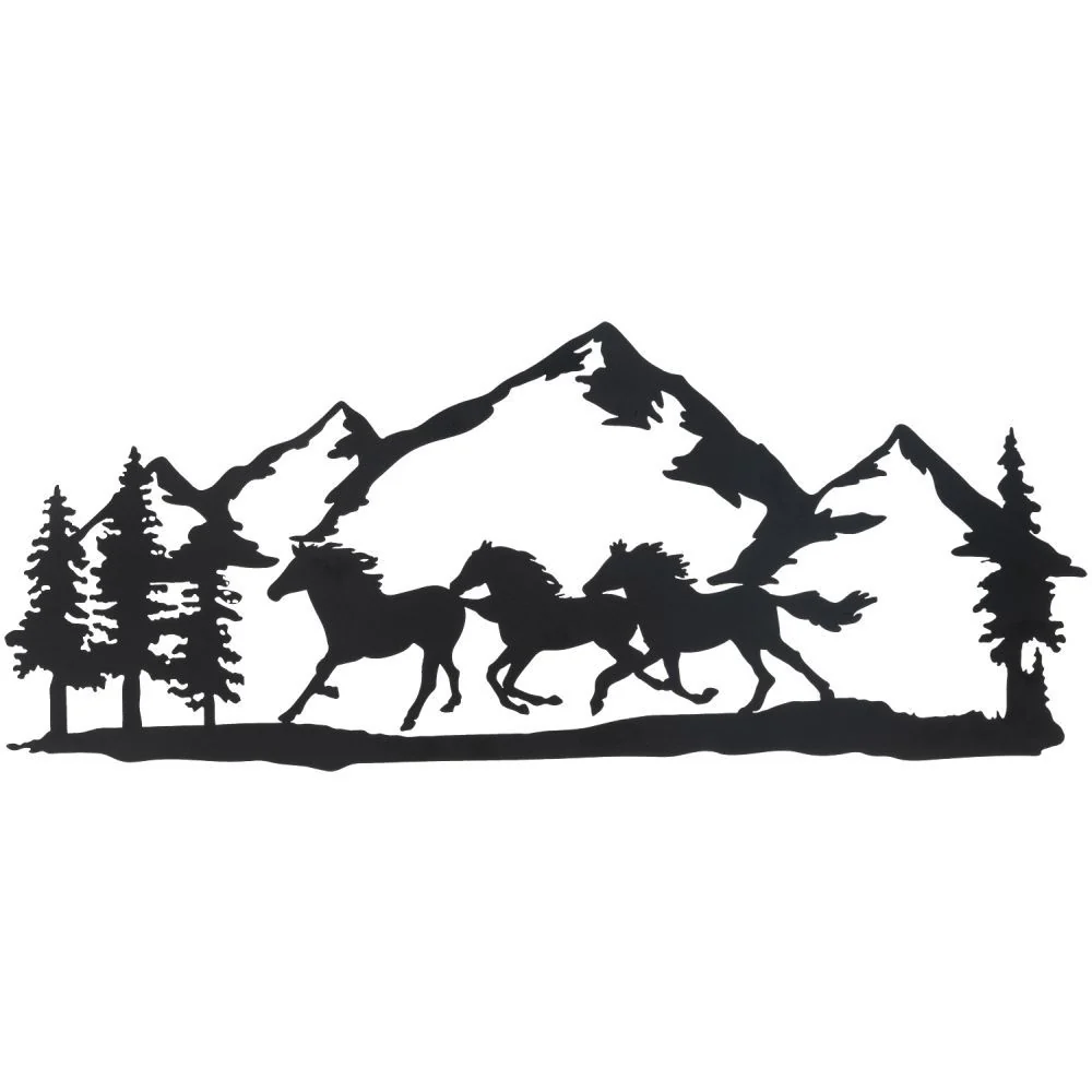 Gift Corral Horses and Mountain Wall Art