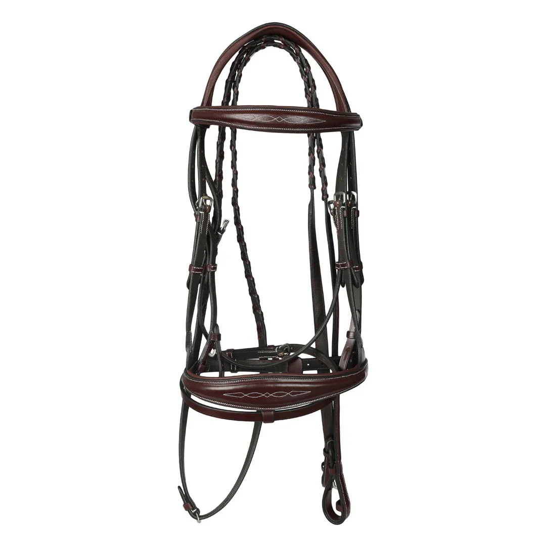 Henri de Rivel Jamaika Pro Anatomical Fancy Raised Wide Flash Noseband Bridle with Raised Laced Reins - Image 2