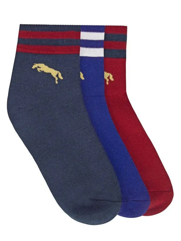 JumpUSA Terry Cotton 3 Pack Socks Mens Blu/Red