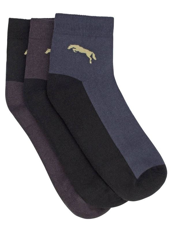 JumpUSA Terry Cotton 3 Pack Socks Mens Melange/Blk
