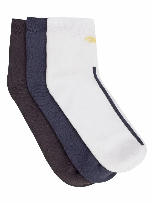 JumpUSA Terry Cotton 3 Pack Socks Mens Nvy/Blk/Wht