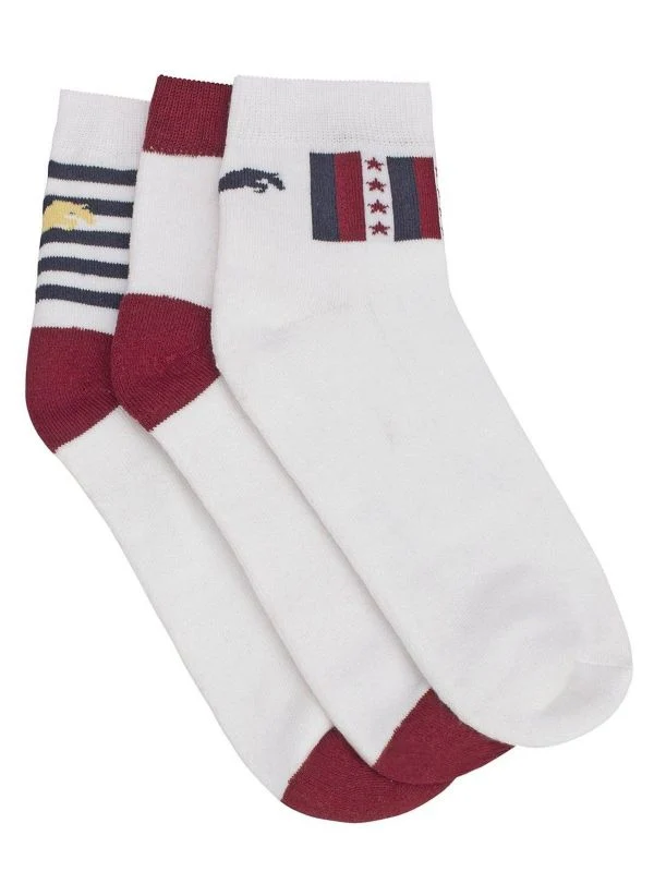 JumpUSA Terry Cotton 3 Pack Socks Mens Wht/Red
