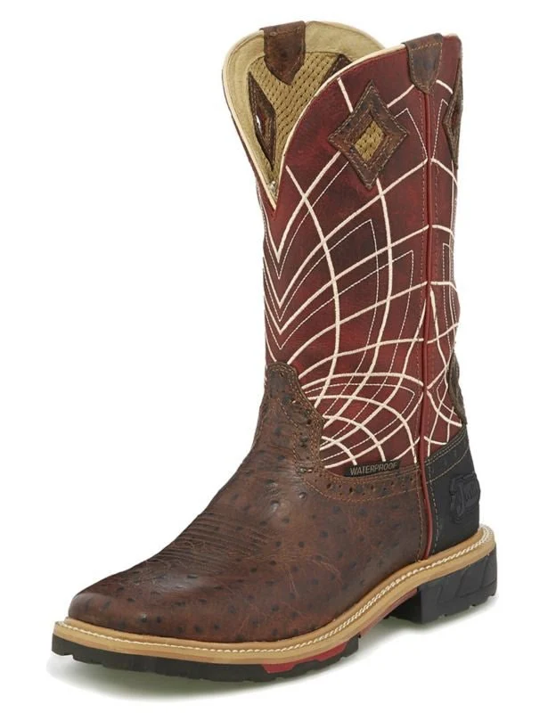 Justin Mens Derrickman Ostrich Square Boot