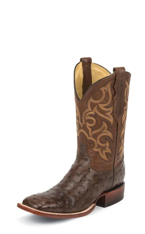 Justin Mens FQ Ostrich Tobacco Brown Boots