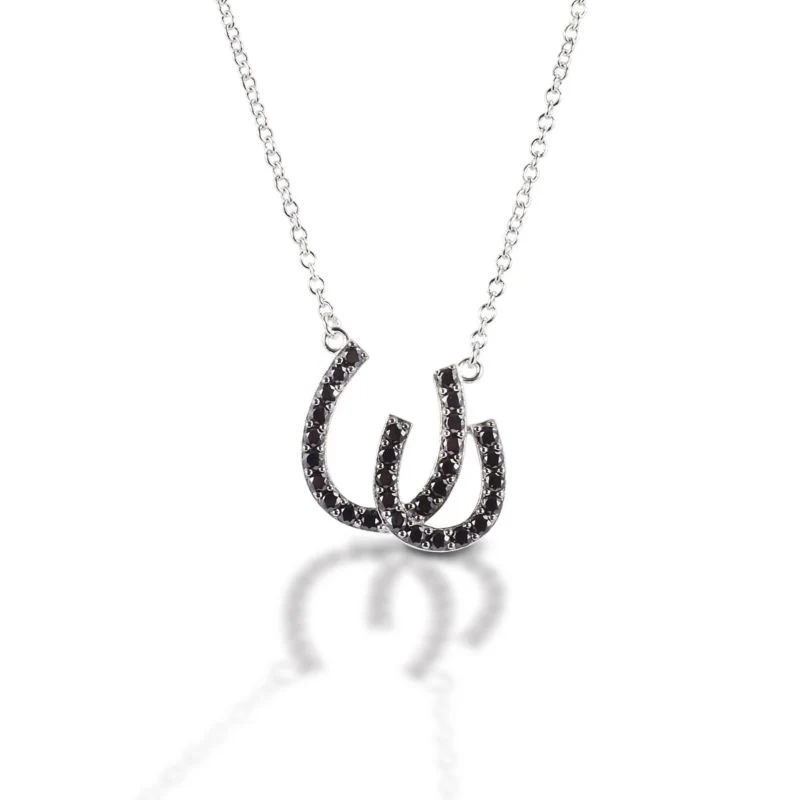 Kelly Herd Double Black Horseshoe Pendant - Sterli