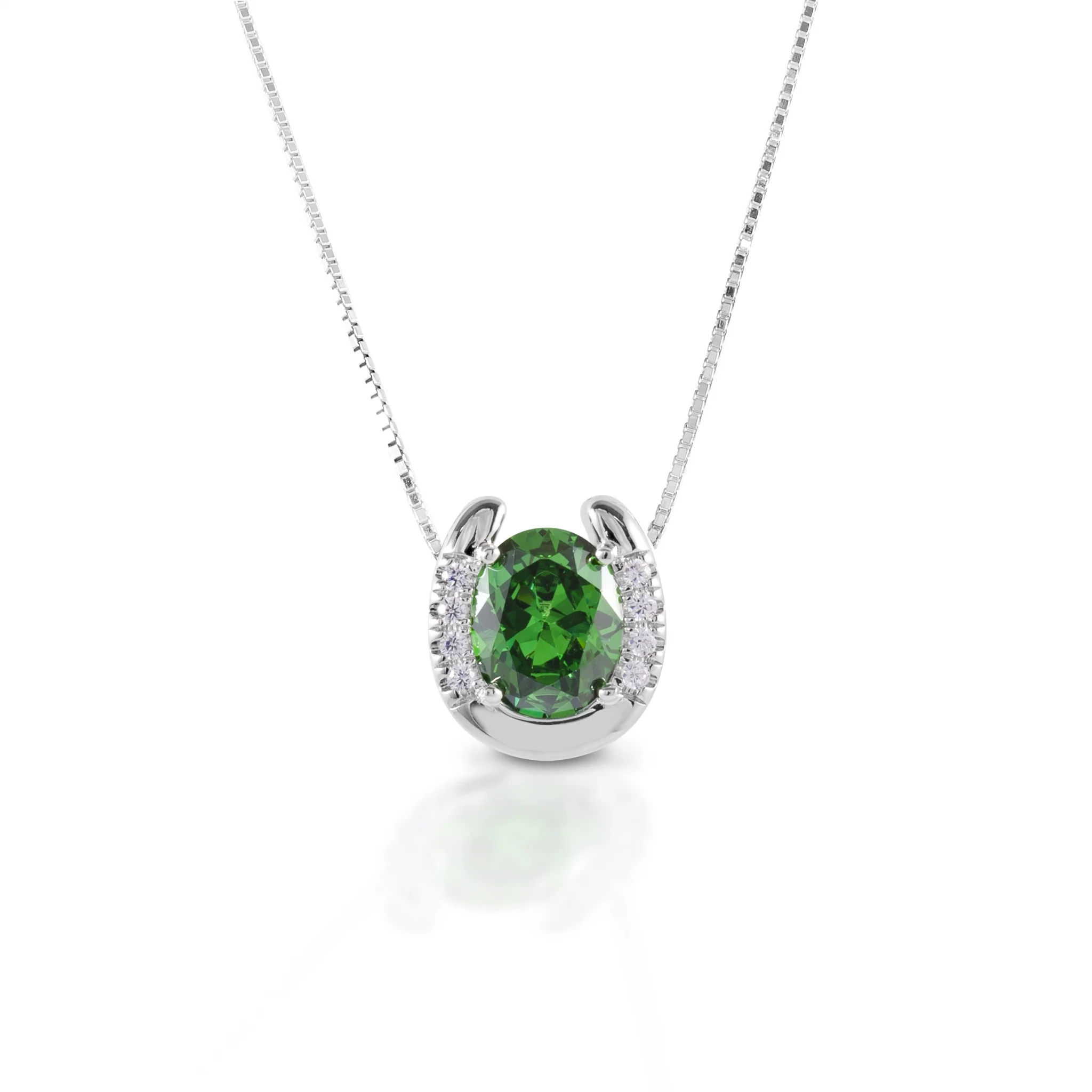 Kelly Herd Green Stone Horseshoe Necklace