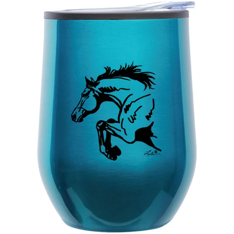 Lila Half Horse Jumper Teal 12oz SS Wine Tumbler