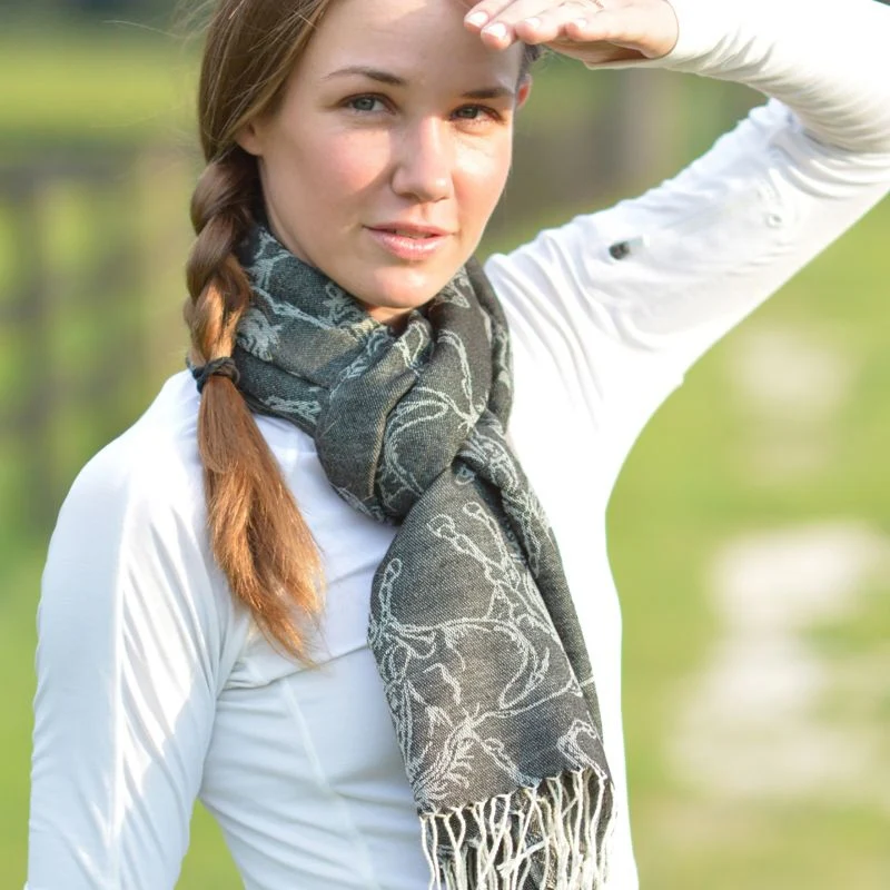 Lila Linear Horse Pashmina Scarf