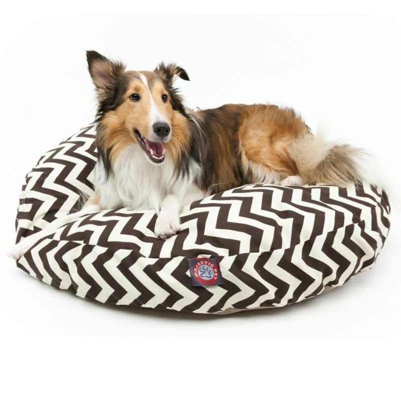 Majestic Outdoor Chocolate Chevron Round Pet Bed