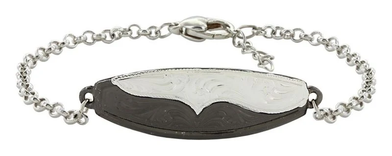 Montana Silver Gunmetal Ripple Id BraceletBk/Wh