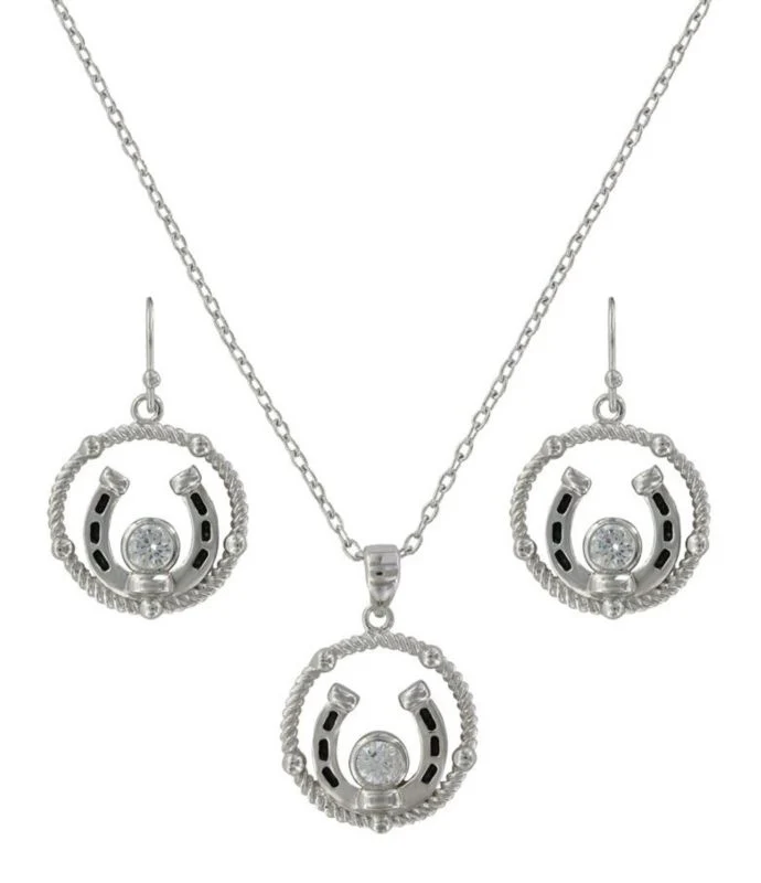 Montana Silver Roped Hanging Horseshoe Jewelry Set