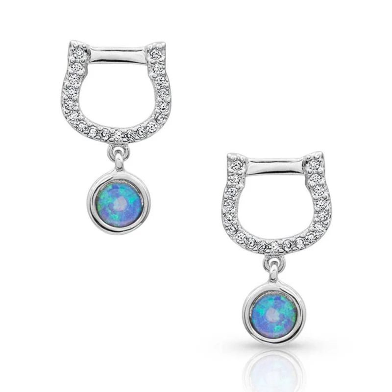Montana Silversmiths Horseshoe Opal Earrings Rhodi