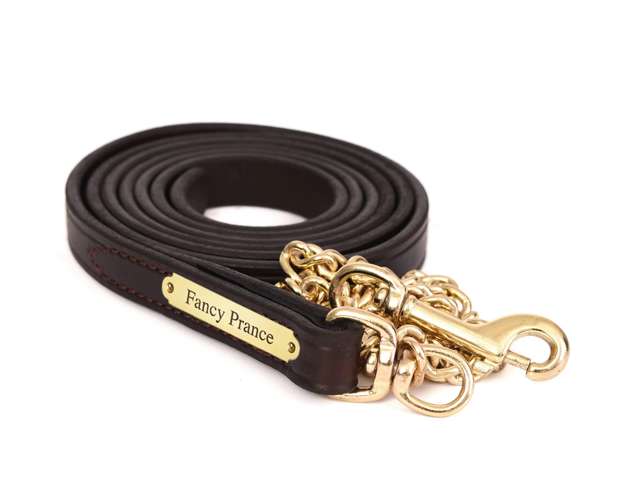 Perri's Personalized 3/4" Leather Lead with Chain - Image 2