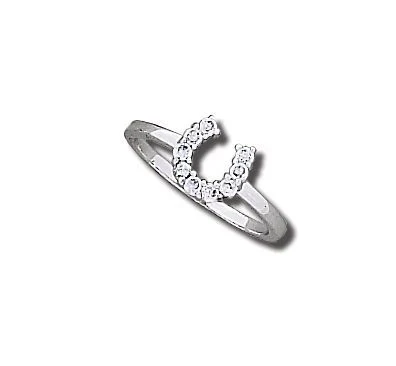 Sparkly Mini Horseshoe Ring 7 Clear - Image 2