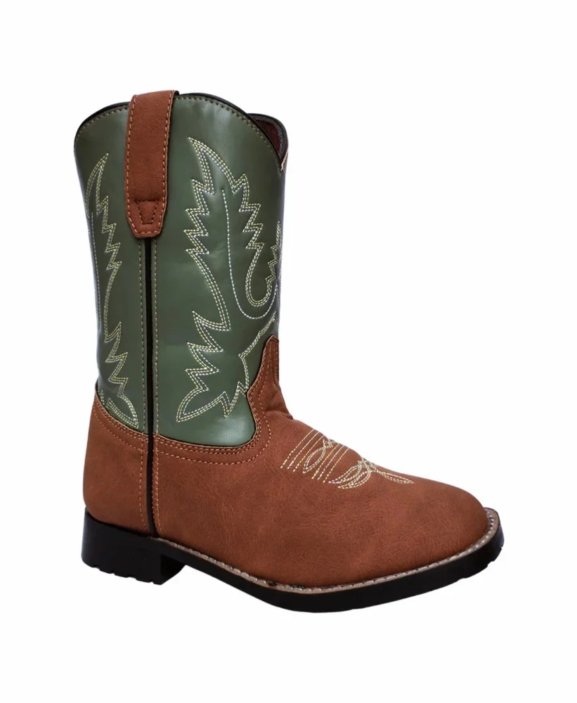 TuffRider Children's Congaree Rounded Toe Western Boot- Tan with Sage- 10C