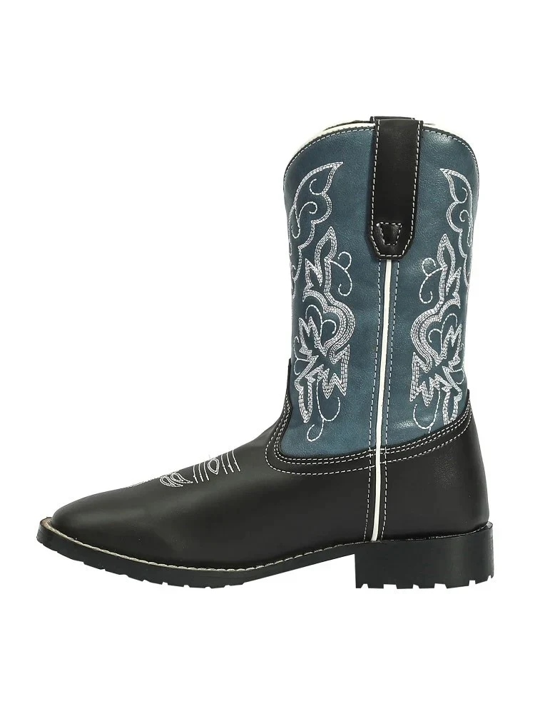 TuffRider Children's Yellowstone Rounded Toe Western Boot- Mocha with Blue- 10C - Image 2