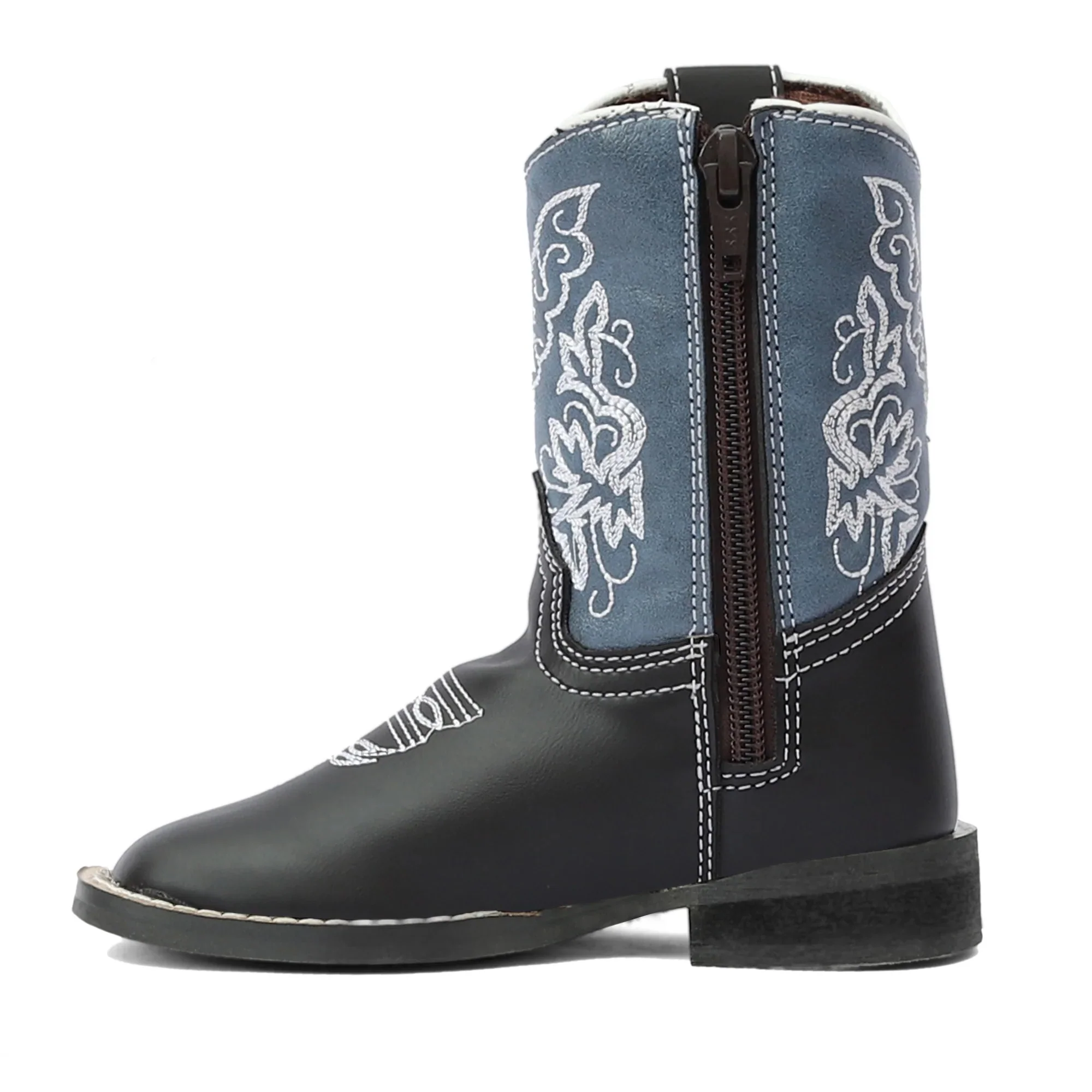 TuffRider Toddler's Yellowstone Rounded Toe Western Boot- Mocha with Blue- 4T - Image 2