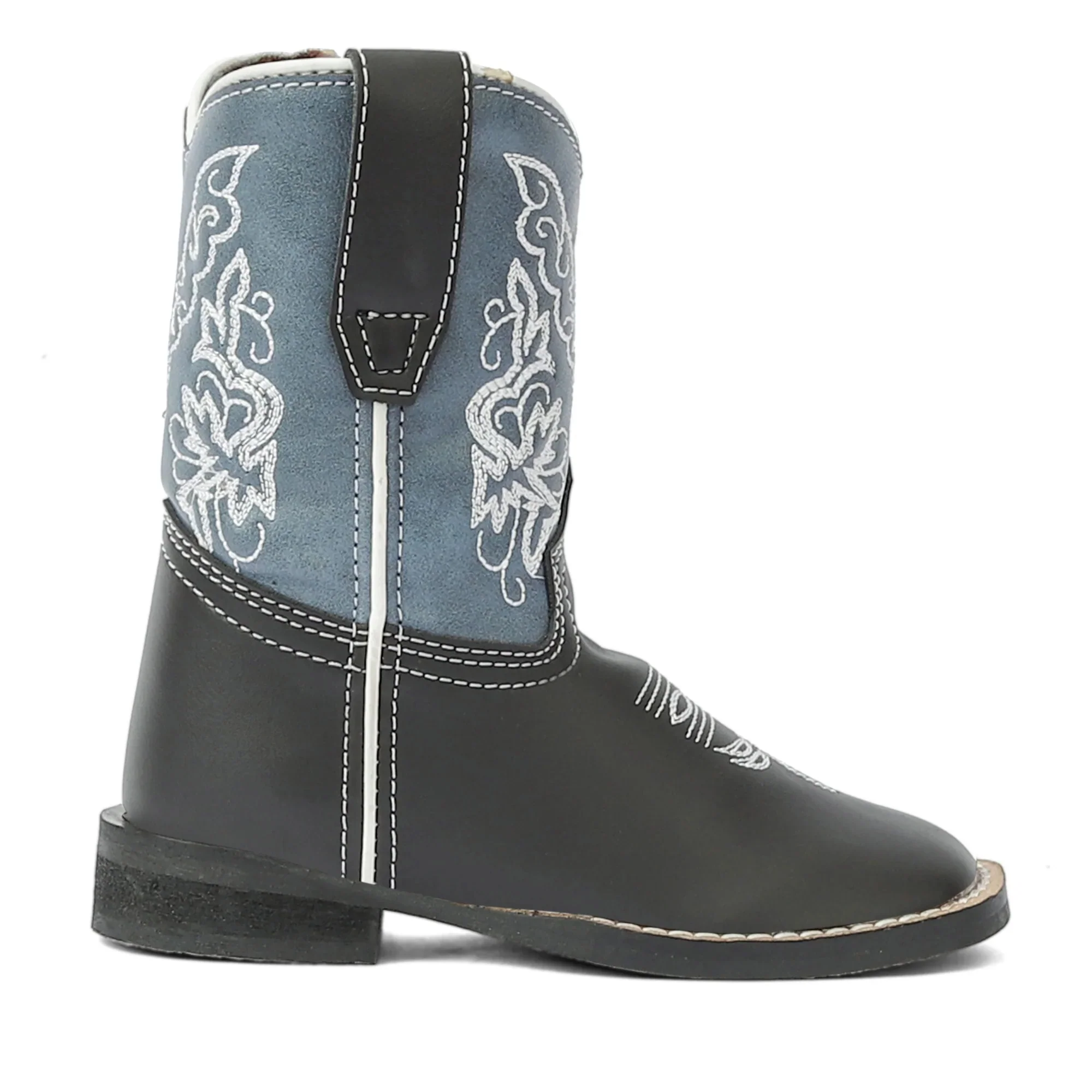 TuffRider Toddler's Yellowstone Rounded Toe Western Boot- Mocha with Blue- 4T - Image 3